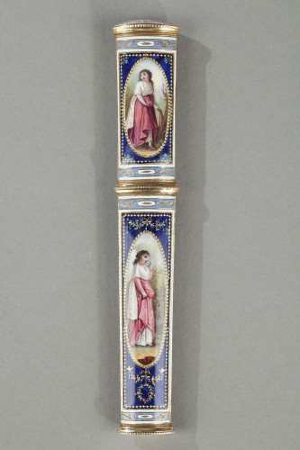 Gold and enamel needle or wax case - Objects of Vertu Style Directoire