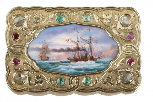 A swiss enamelled gold snuff-box for the oriental market. circa 1820-1830 