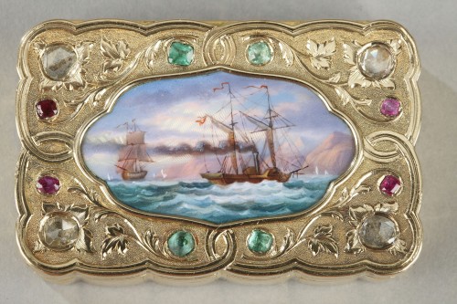 A swiss enamelled gold snuff-box for the oriental market. circa 1820-1830  - 