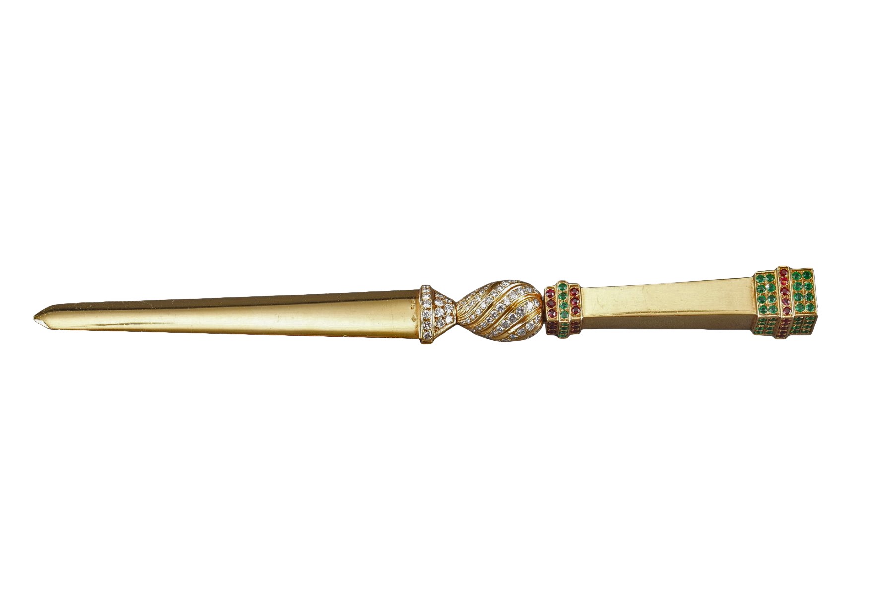 Coupe-papier en or, diamants, émeraudes et rubis - XXe siècle - N.80517