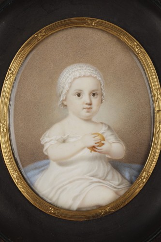 Early 19th Miniature in ivory.  Davida Angélique Marguerite Schickler - Objects of Vertu Style Restauration - Charles X