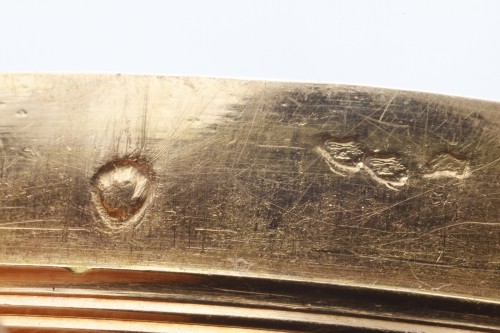 Louis XVI - Boite ronde en or, émail imitation agate herborisée XVIIIe siècle