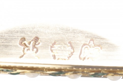 Antiquités - Tabatière oblongue en or et émail XVIIIe siècle