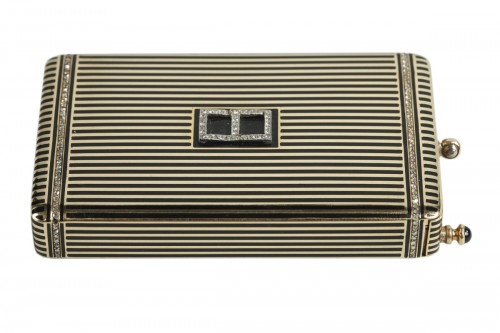 Minaudière Art Déco en or et émail