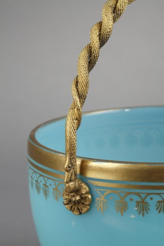 Antiquités - Charles X blue opaline cup.