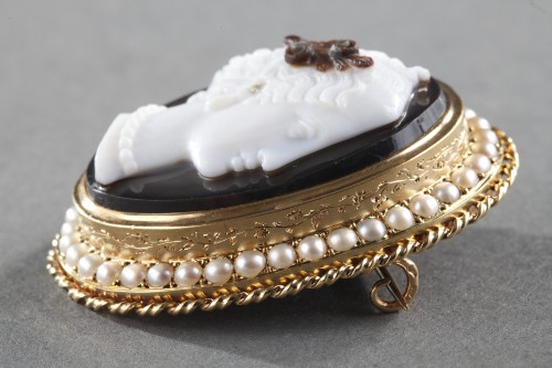 Camée sur agate, or et demi perles - Napoléon III