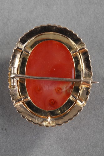 XIXe siècle - Camée sur agate, monture or et demi perles
