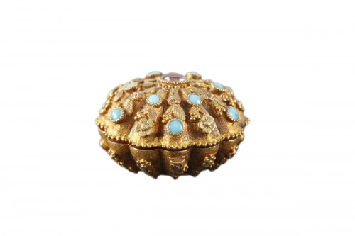 Early 19th Century Gold,Turquoise and rubis Vinaigrette