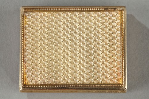 19th century - Rectangular, enameled gold vinaigrette