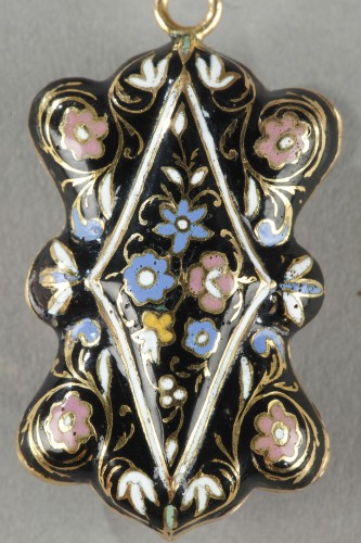 Multi-lobed, gold vinaigrette with black enamel - Antique Jewellery Style Restauration - Charles X