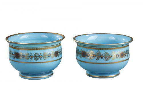 Early 19th Century pair of Blue Opaline Bowls