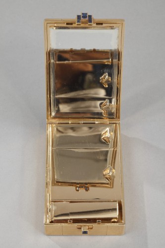 Antiquités - Minaudière en or et saphirs, Cartier
