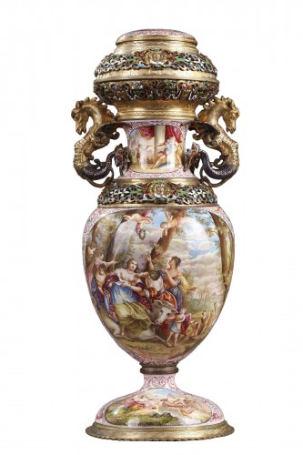 An Austrian enamel vase Vienna circa 1880