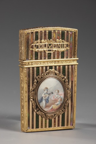 Objects of Vertu  - Gold panel and venis Martin writing case. Louis XV period