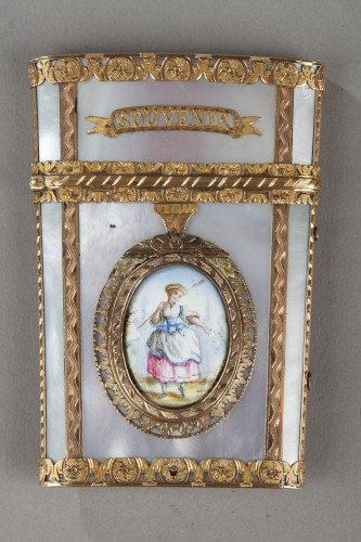 Tablet case in gold with enamel, mother-of-pearl and ivory. 19th Century  - 