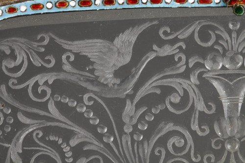 Antiquités - Plat en cristal de roche, vermeil - Karl Rössler circa 1890 Vienne