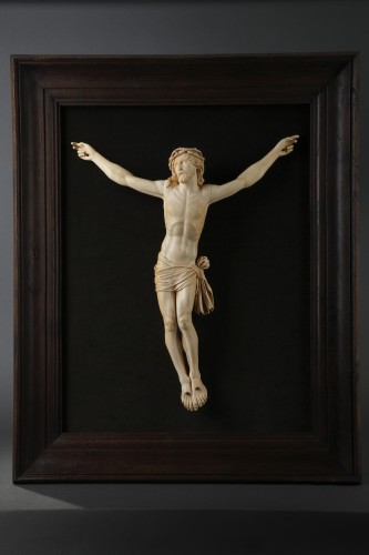 Religious Antiques  - A 18th century carved ivory figure of the crucified christ 