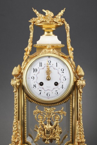 Horlogerie Pendule - Pendule en bronze doré, cristal et marbre XIXe siècle