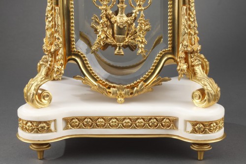 Pendule en bronze doré, cristal et marbre XIXe siècle - Ouaiss Antiquités