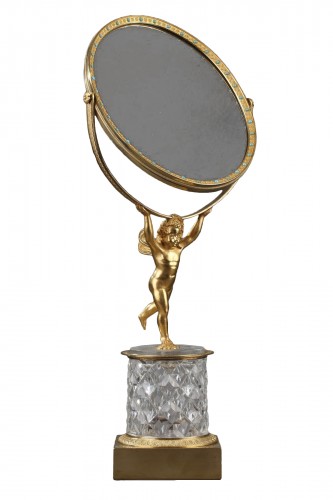 Charles X crystal and gilt bronze mirror with musical system