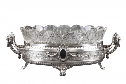 Late 19th century silver and cut-crystal jardiniere