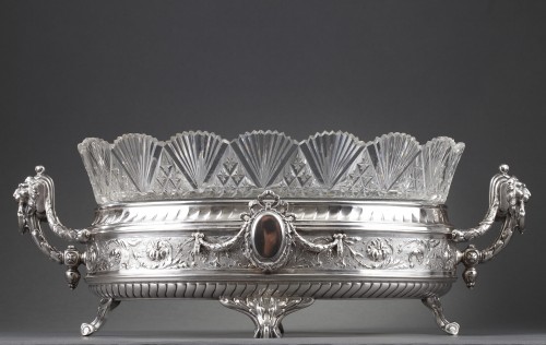 Late 19th century silver and cut-crystal jardiniere - silverware & tableware Style Napoléon III