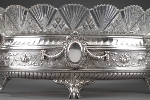 silverware & tableware  - Late 19th century silver and cut-crystal jardiniere