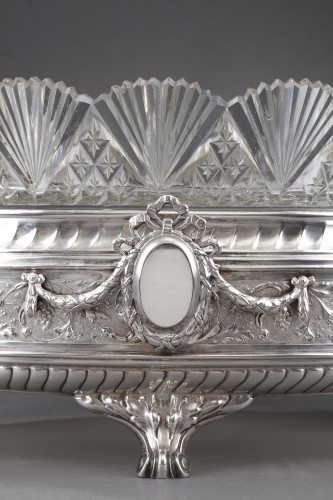 19th century - Late 19th century silver and cut-crystal jardiniere