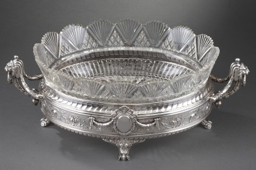 Antiquités - Late 19th century silver and cut-crystal jardiniere