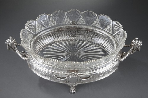 Antiquités - Late 19th century silver and cut-crystal jardiniere