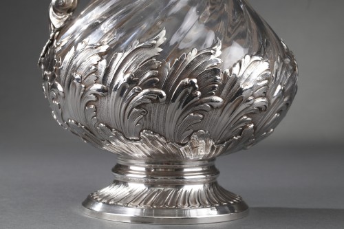 Labat et Pugibet - Paire d'aiguières en cristal torsadé et monture argent - Napoléon III