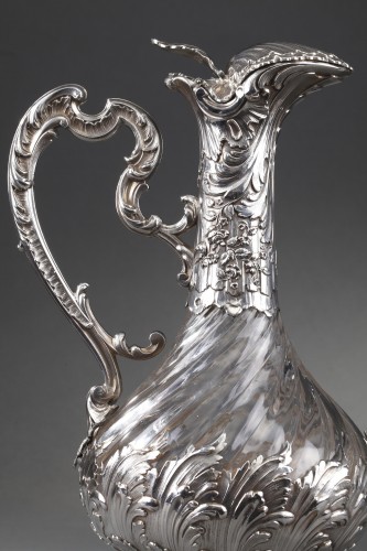 Napoléon III - Labat &amp; Pugibet. - Late 19th century pair of ewers in crystal and silve