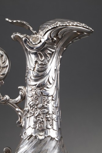 Antiquités - Labat &amp; Pugibet. - Late 19th century pair of ewers in crystal and silve