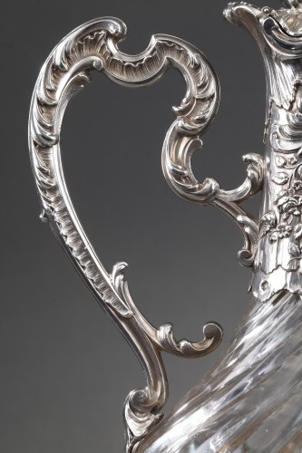 Antiquités - Labat &amp; Pugibet. - Late 19th century pair of ewers in crystal and silve