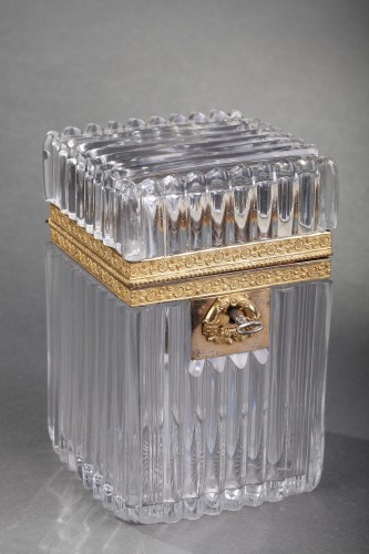 19th century - Cut-crystal casket with a  &quot;bamboo&quot; cut