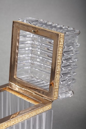 Antiquités - Cut-crystal casket with a  &quot;bamboo&quot; cut