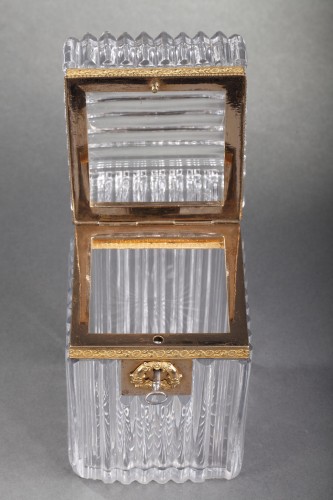 Antiquités - Cut-crystal casket with a  &quot;bamboo&quot; cut