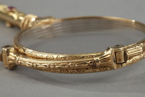 Napoléon III - Face à main en or, diamants et rubis XIXe siècle