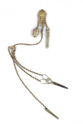 Early 19th century silver gilt chatelaine