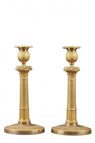  pair of gilt bronze candlesticks