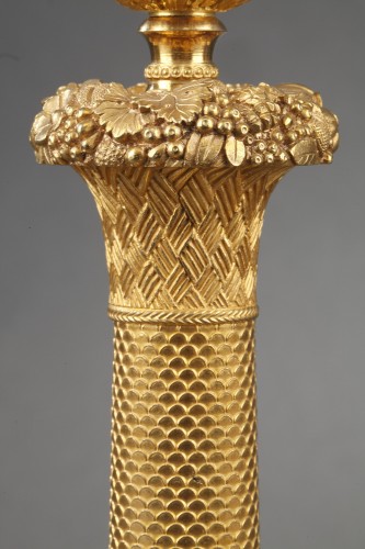 Antiquités -  pair of gilt bronze candlesticks