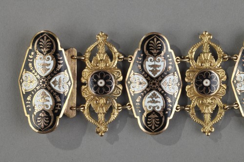 Bijouterie, Joaillerie Bracelet - Bracelet émail et pomponne Début du XIXe siècle