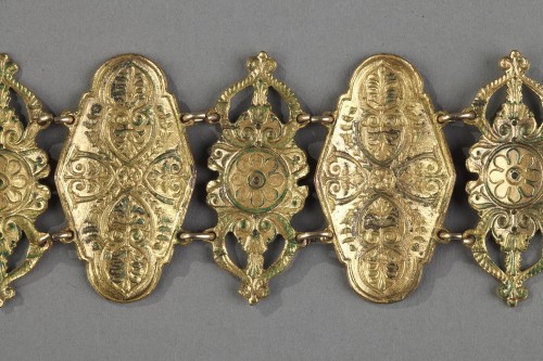 Antiquités - Bracelet émail et pomponne Début du XIXe siècle