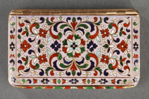 Mid-19th century Gold and champlevé enamel snuffbox - Restauration - Charles X