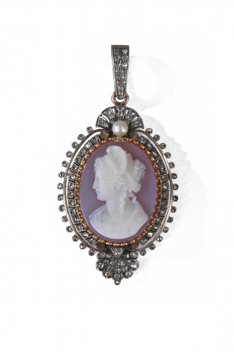 Camée agate, or et diamants XIXe siècle