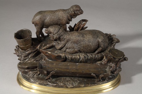 Jules Moigniez (1835-1894) - patinated bronze inkwell - Decorative Objects Style Napoléon III