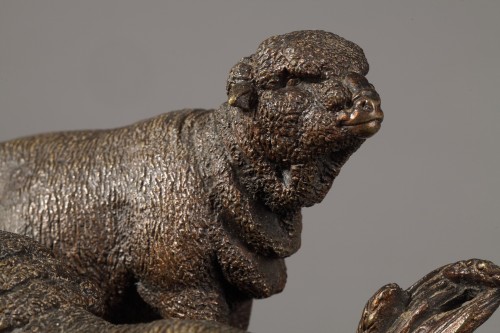 Jules Moigniez (1835-1894) - Les deux moutons, encrier en bronze patiné - Ouaiss Antiquités