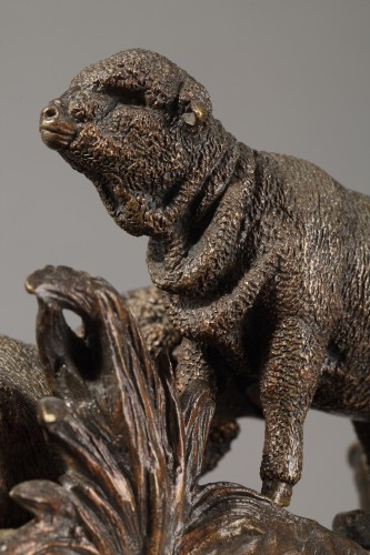 Antiquités - Jules Moigniez (1835-1894) - 19th century patinated bronze inkwell