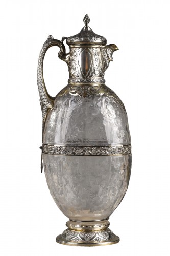 A silver, vermeil and cut crystal ewer by Charles Edwards London 1900
