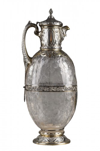 Aiguière en argent, vermeil et cristal taillé de Charles Edwards Londres 1900